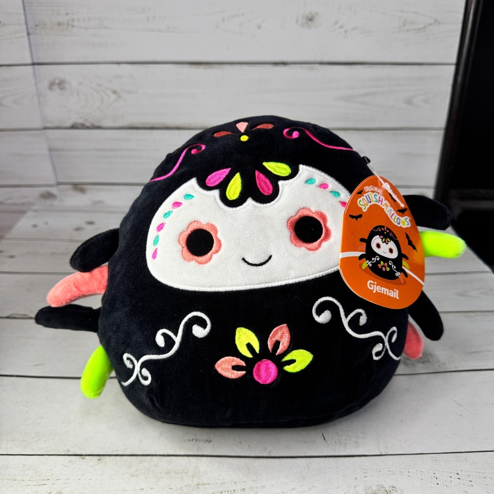 Squishmallows 8" Gjemail the Spider Day of the Dead Sugar Skull Halloween Plush